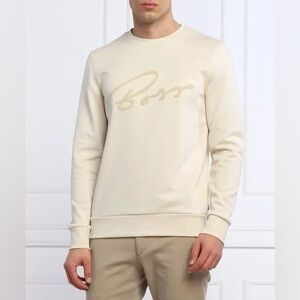 HUGO BOSS EMBROIDERED BEIGE SWEATSHIRT MENS XL